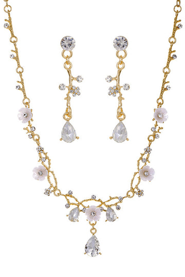 Conjunto de pendientes de collar de novia dorado para boda
